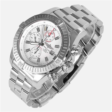 breitling super avenger a1337011 white dial leather band|Super Avenger Chronograph 48 .